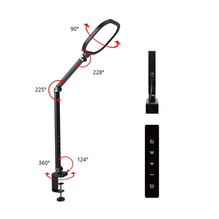 LED Regulable táctil flexible lámpara de mesa POINTIQ LED/15W/230V 3000-6500K CRI 96 negro