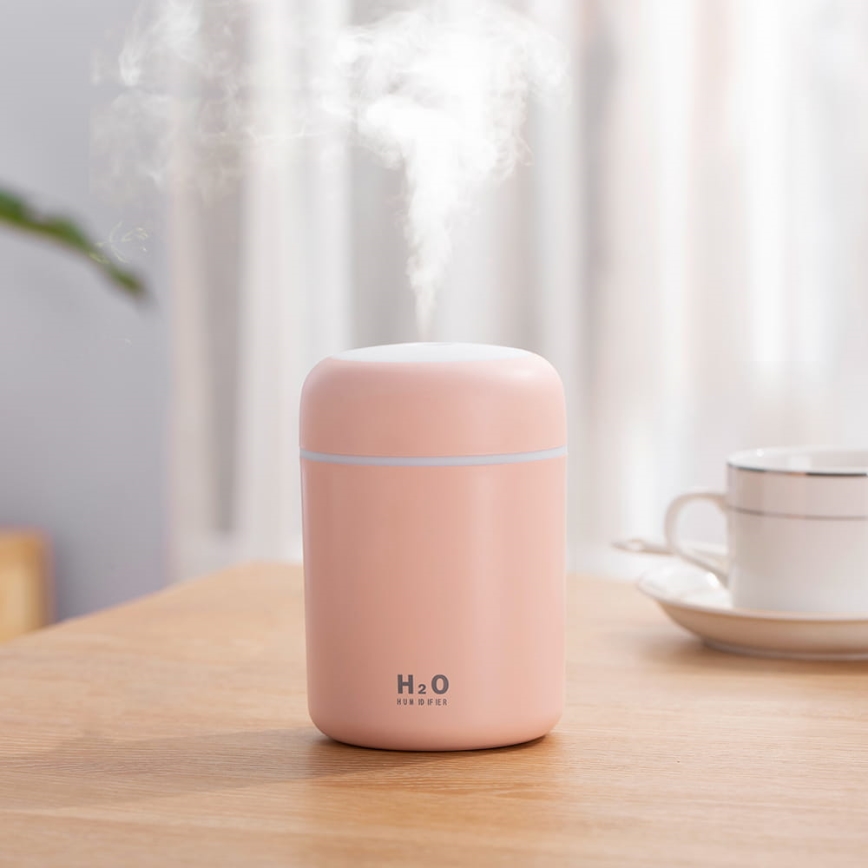 LED RGB Difusor de aroma ultrasónico y humidificador de aire LED/2W 300ml rosa