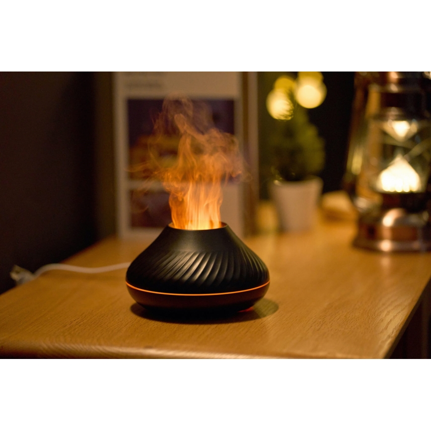 LED RGB Difusor de aromas con imitación de llama LED/6,5W/5V 130ml negro