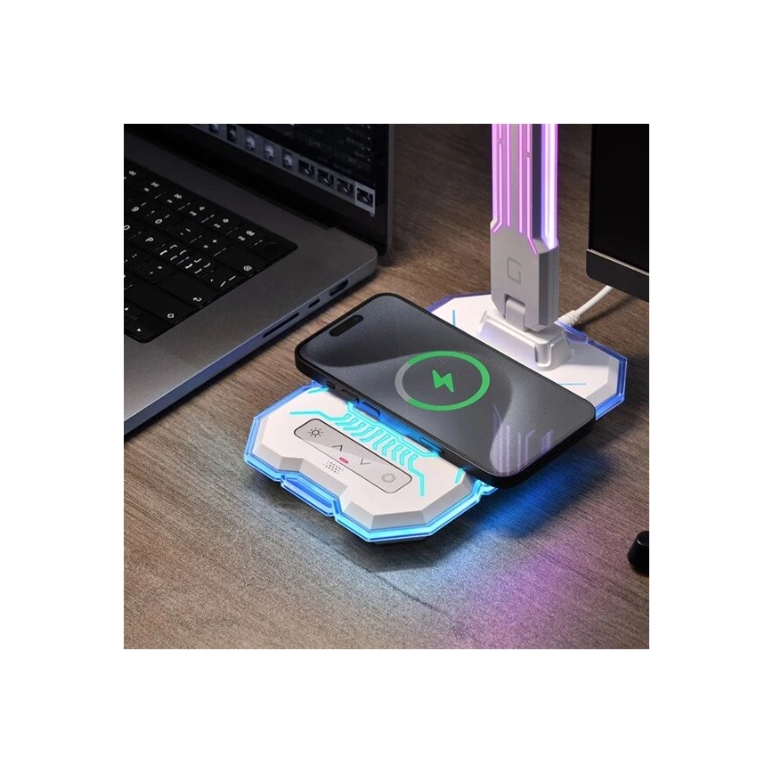 LED RGB Lámpara de mesa táctil recargable y regulable con carga inalámbrica LED/7,5W/5V 2700-5300K blanco