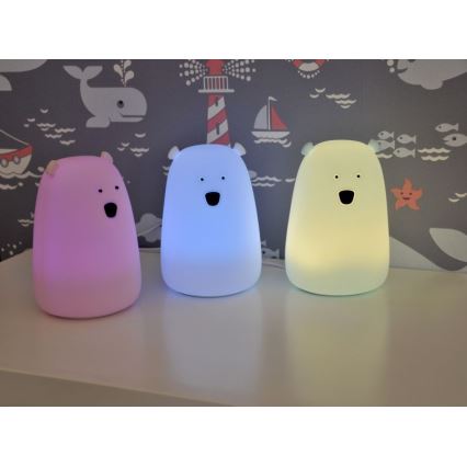 LED RGB Lámpara táctil infantil BEAR LED/0,8W/5V azul