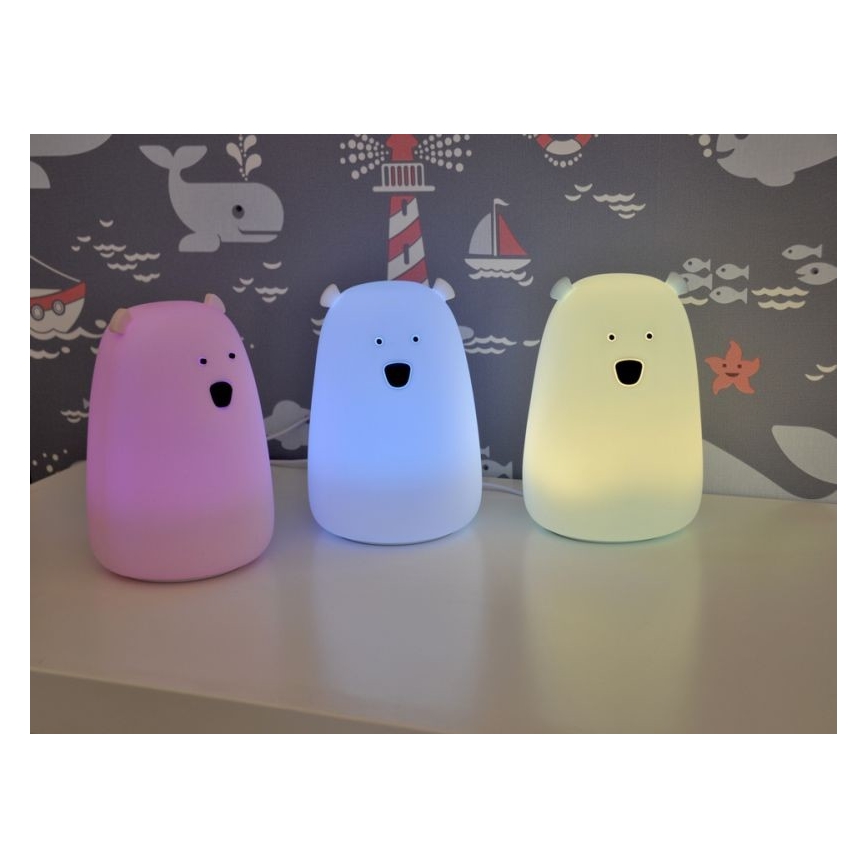 LED RGB Lámpara táctil infantil BEAR LED/0,8W/5V azul