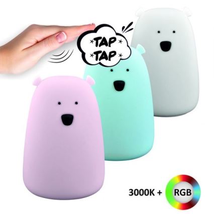 LED RGB Lámpara táctil infantil BEAR LED/0,8W/5V azul