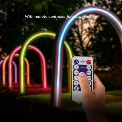LED RGB Regulable solar Cinta LED/1,2W/3,7V IP67 5m + control remoto