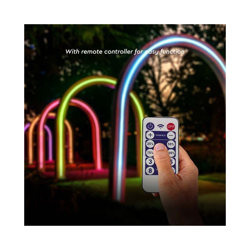 LED RGB Regulable solar Cinta LED/1,2W/3,7V IP67 5m + control remoto