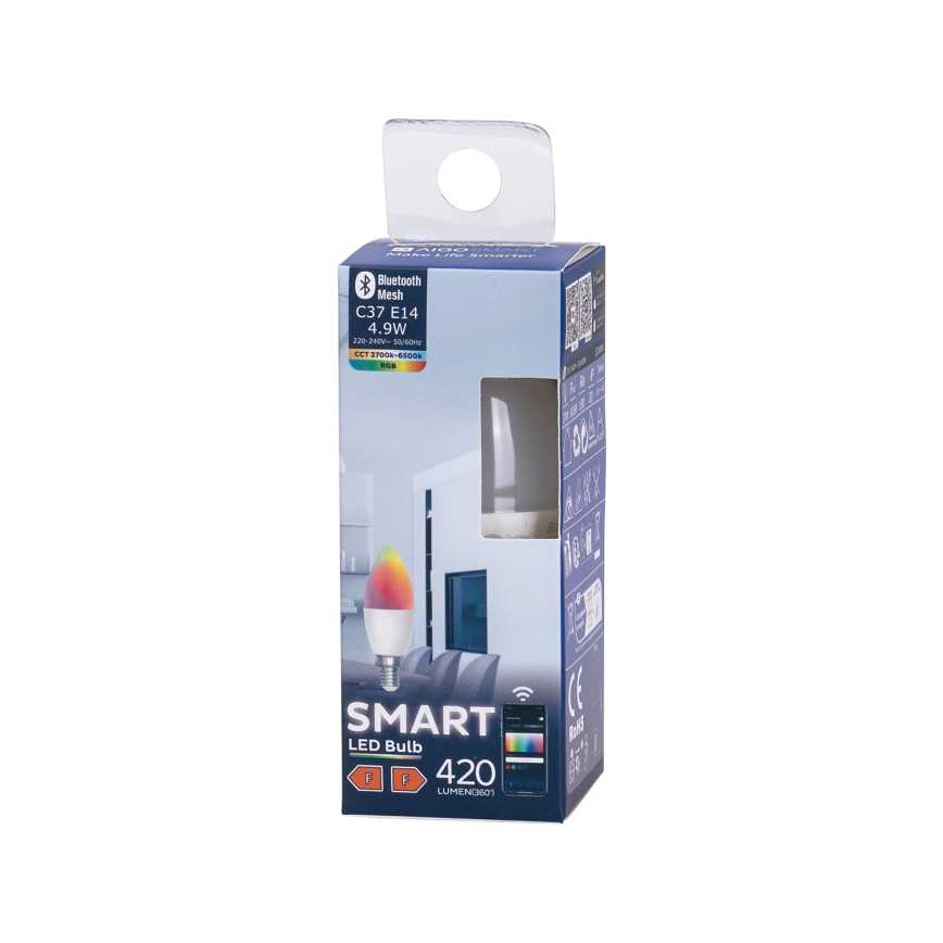 Bombilla LED RGBW regulable C37 E14/4,9W/230V 2700-6500K - Aigostar
