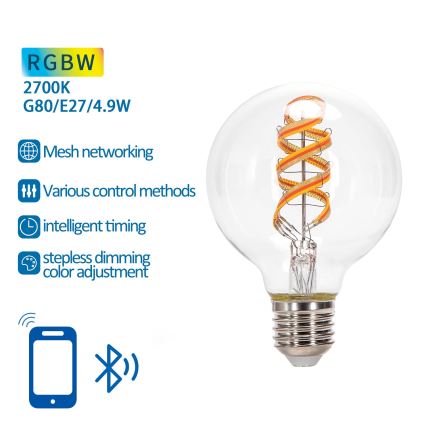 Bombilla LED RGBW regulable FILAMENT MESH Inteligente G80 E27/4,9W/230V 2700K - Aigostar