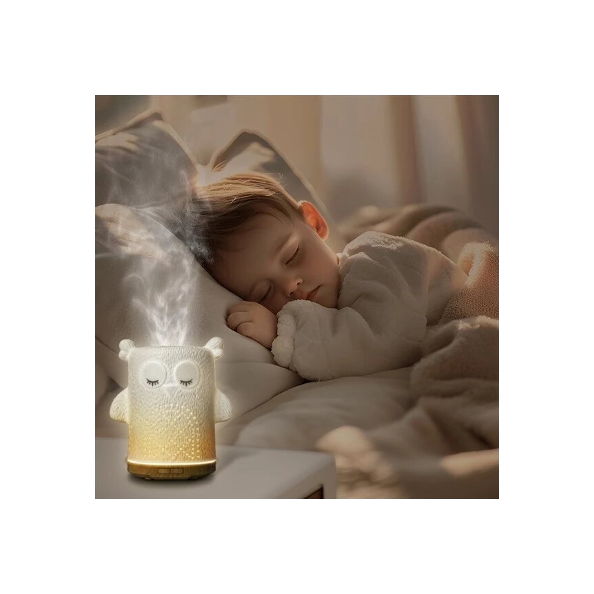 LED RGBW Difusor de aromas LED/8W/230V 100 ml búho