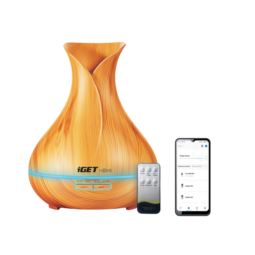 LED RGBW Difusor de aromas y humidificador de aire LED/230V 500 ml Wi-Fi + control remoto