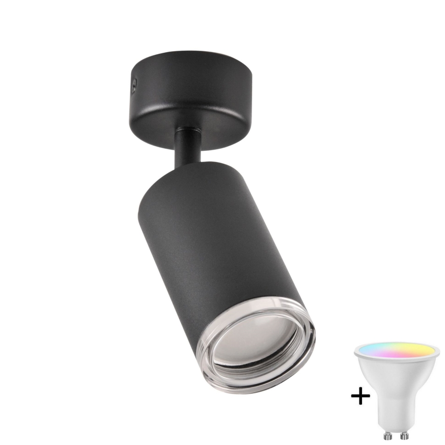 LED RGBW Foco empotrable regulable para baño TURYN 1xGU10/6,5W/230V 2700-6500K Wi-Fi IP44 negro