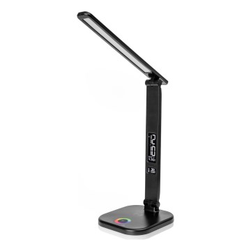 LED RGBW Lámpara de mesa táctil regulable con cargador inalámbrico, LCD mostrar y Puerto USB MAGNUS LED/6W/5V 3000-6500K negro