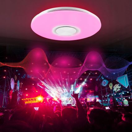 Plafón LED RGBW regulable con altavoz LED/60W/230V 3000-6000K Ø 40 cm blanco + mando a distancia