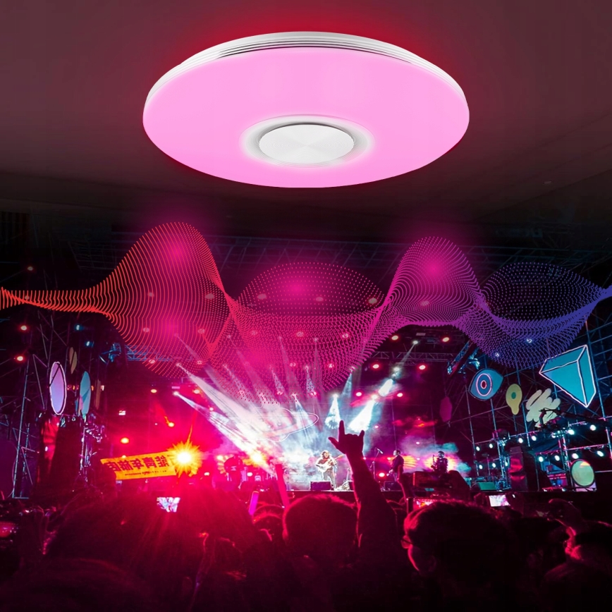 Plafón LED RGBW regulable con altavoz LED/60W/230V 3000-6000K Ø 40 cm blanco + mando a distancia