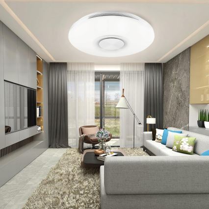 Plafón LED RGBW regulable con altavoz LED/60W/230V 3000-6000K Ø 40 cm blanco + mando a distancia