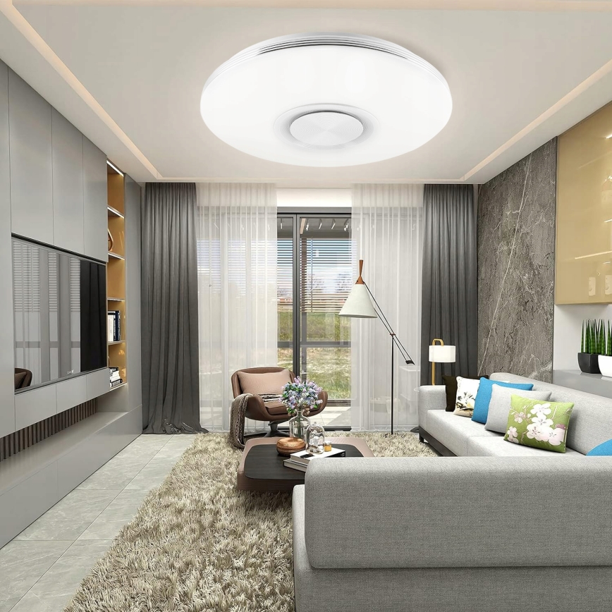 Plafón LED RGBW regulable con altavoz LED/60W/230V 3000-6000K Ø 40 cm blanco + mando a distancia