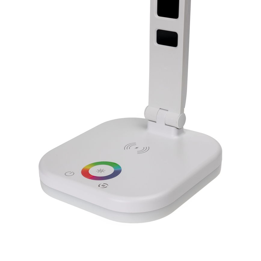 LED RGBW Lámpara de mesa táctil regulable con cargador inalámbrico, mostrar y Puerto USB MAGNUS LED/6W/5V 3000-6500K blanco