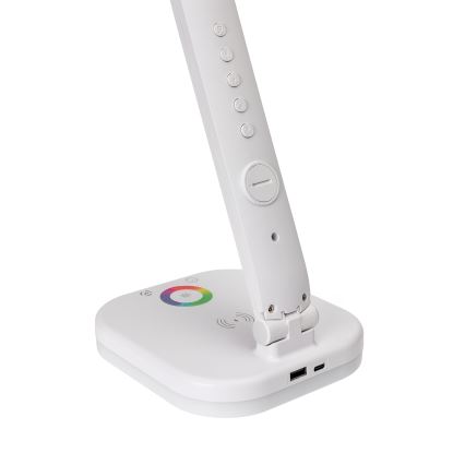 LED RGBW Lámpara de mesa táctil regulable con cargador inalámbrico, mostrar y Puerto USB MAGNUS LED/6W/5V 3000-6500K blanco