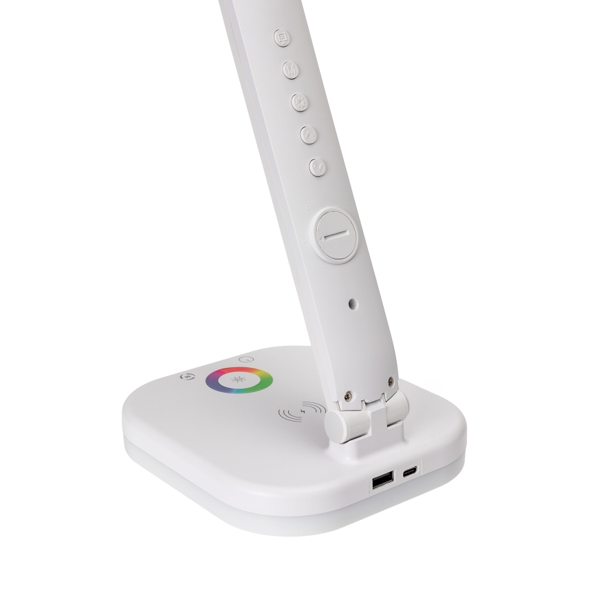 LED RGBW Lámpara de mesa táctil regulable con cargador inalámbrico, mostrar y Puerto USB MAGNUS LED/6W/5V 3000-6500K blanco
