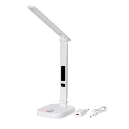LED RGBW Lámpara de mesa táctil regulable con cargador inalámbrico, mostrar y Puerto USB MAGNUS LED/6W/5V 3000-6500K blanco