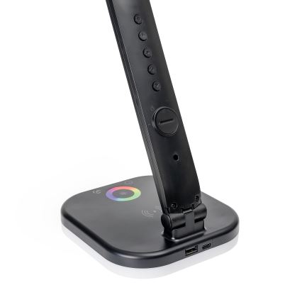LED RGBW Lámpara de mesa táctil regulable con cargador inalámbrico, LCD mostrar y Puerto USB MAGNUS LED/6W/5V 3000-6500K negro