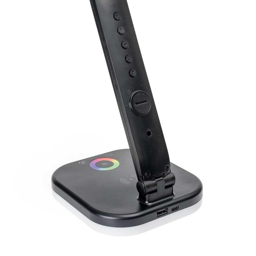 LED RGBW Lámpara de mesa táctil regulable con cargador inalámbrico, LCD mostrar y Puerto USB MAGNUS LED/6W/5V 3000-6500K negro