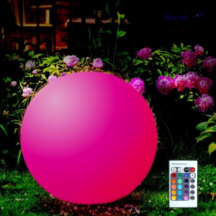 LED RGBW Lámpara solar BALL LED/3,7V 1500 mAh diá. 50 cm IP65 + control remoto