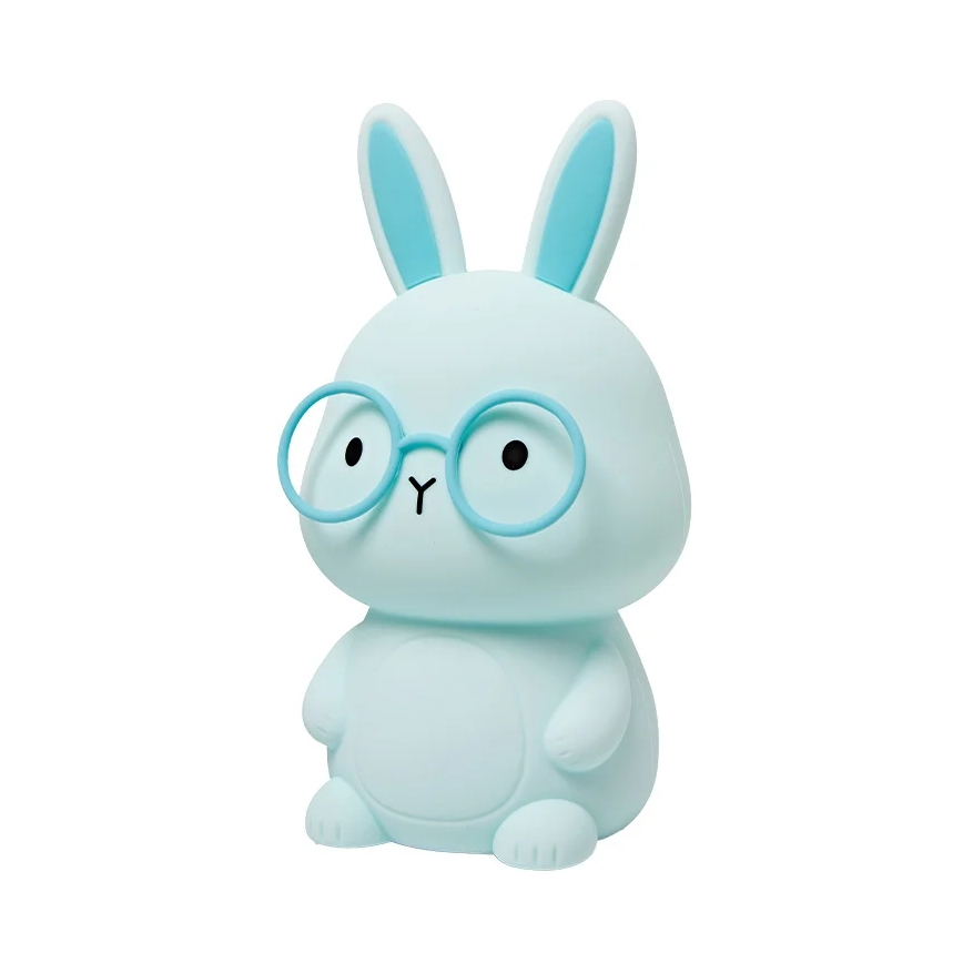 LED RGBW Lámpara táctil infantil regulable FLORKA LED/1W/5V USB 1200 mAh conejito azul
