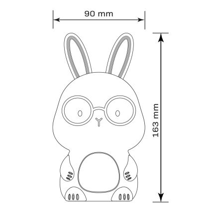 LED RGBW Lámpara táctil infantil regulable FLORKA LED/1W/5V USB 1200 mAh conejito azul