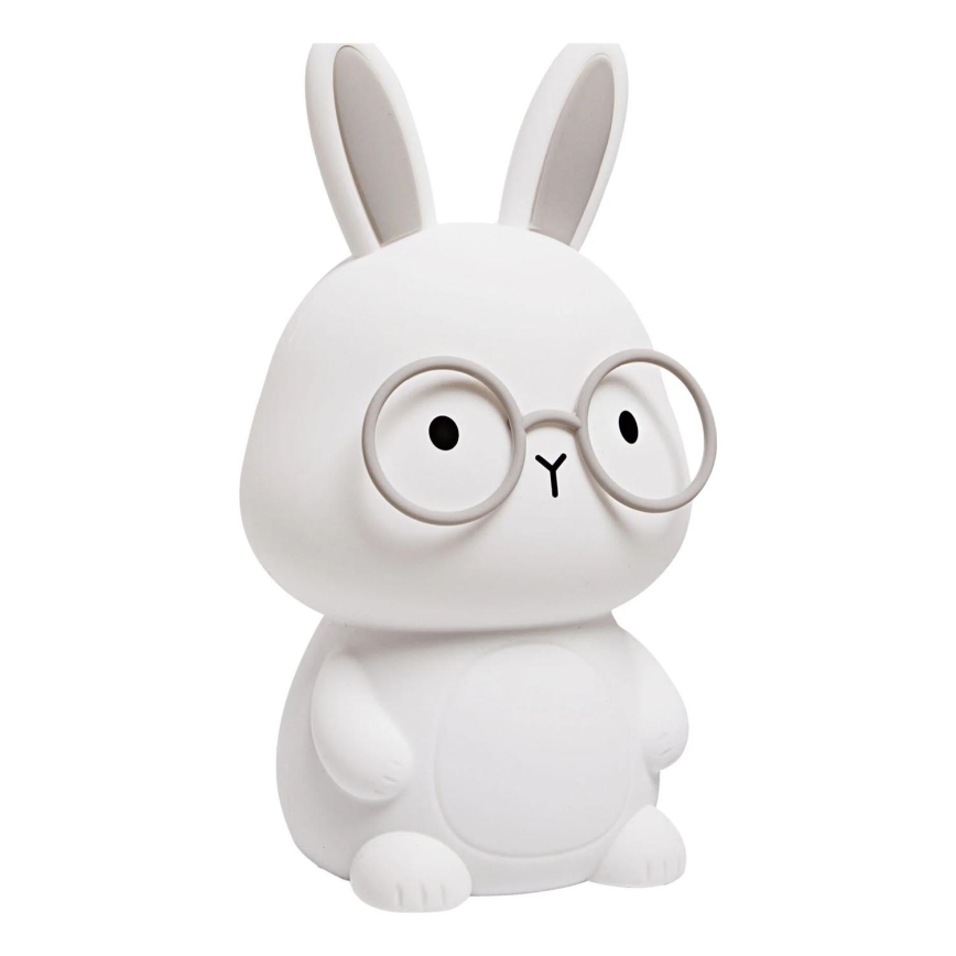 LED RGBW Lámpara táctil infantil regulable FLORKA LED/1W/5V USB 1200 mAh conejito blanco/gris