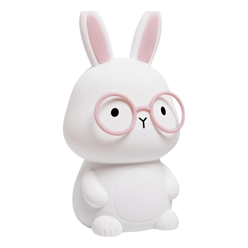 LED RGBW Lámpara táctil infantil regulable FLORKA LED/1W/5V USB 1200 mAh conejito blanco/rosa