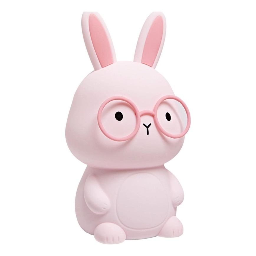 LED RGBW Lámpara táctil infantil regulable FLORKA LED/1W/5V USB 1200 mAh conejito rosa