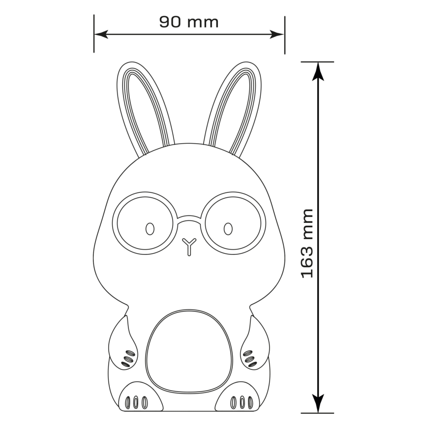 LED RGBW Lámpara táctil infantil regulable FLORKA LED/1W/5V USB 1200 mAh conejito blanco/gris
