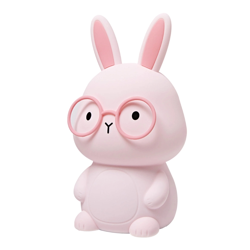 LED RGBW Lámpara táctil infantil regulable FLORKA LED/1W/5V USB 1200 mAh conejito rosa