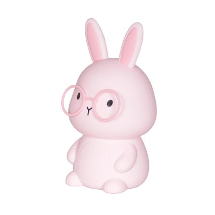 LED RGBW Lámpara táctil infantil regulable FLORKA LED/1W/5V USB 1200 mAh conejito rosa