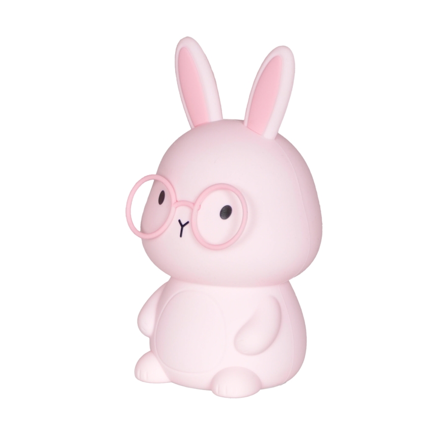 LED RGBW Lámpara táctil infantil regulable FLORKA LED/1W/5V USB 1200 mAh conejito rosa
