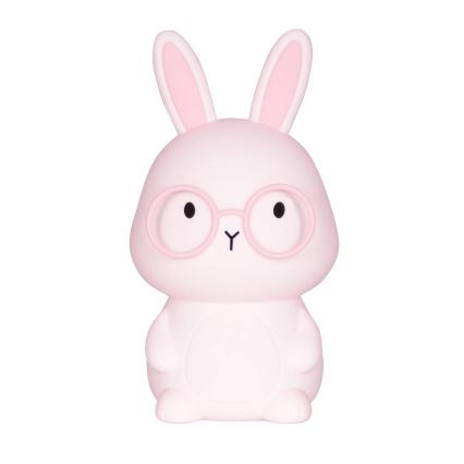 LED RGBW Lámpara táctil infantil regulable FLORKA LED/1W/5V USB 1200 mAh conejito rosa