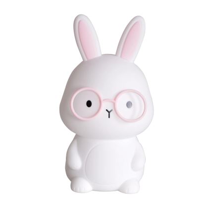 LED RGBW Lámpara táctil infantil regulable FLORKA LED/1W/5V USB 1200 mAh conejito blanco/rosa