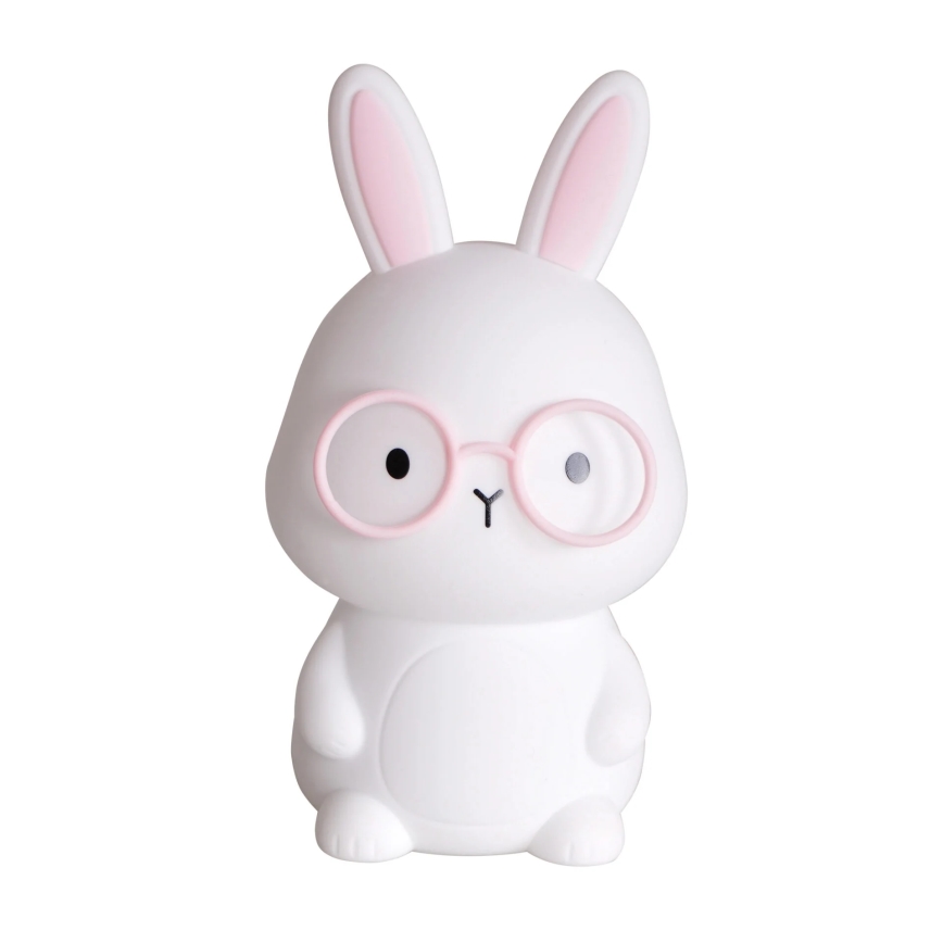 LED RGBW Lámpara táctil infantil regulable FLORKA LED/1W/5V USB 1200 mAh conejito blanco/rosa