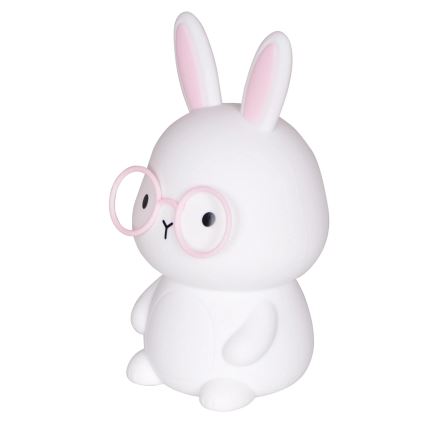 LED RGBW Lámpara táctil infantil regulable FLORKA LED/1W/5V USB 1200 mAh conejito blanco/rosa
