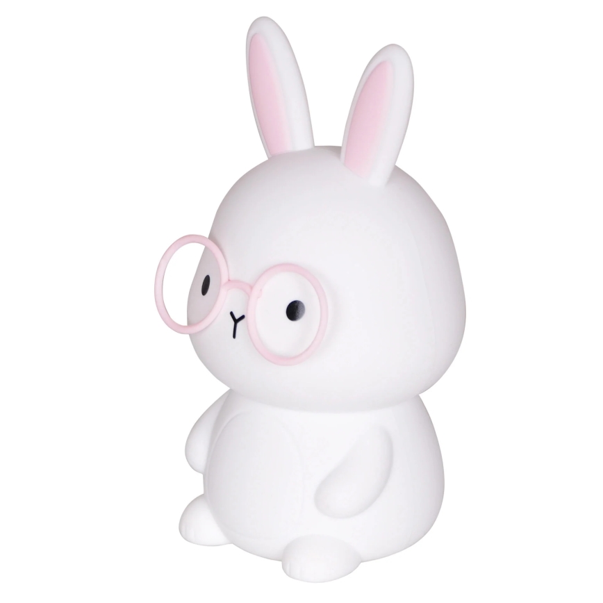 LED RGBW Lámpara táctil infantil regulable FLORKA LED/1W/5V USB 1200 mAh conejito blanco/rosa