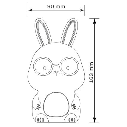 LED RGBW Lámpara táctil infantil regulable FLORKA LED/1W/5V USB 1200 mAh conejito blanco/rosa