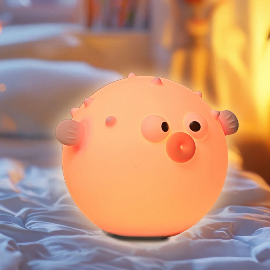 LED RGBW Lámpara táctil infantil regulable HELA LED/1W/5V USB 1200 mAh pez rosa