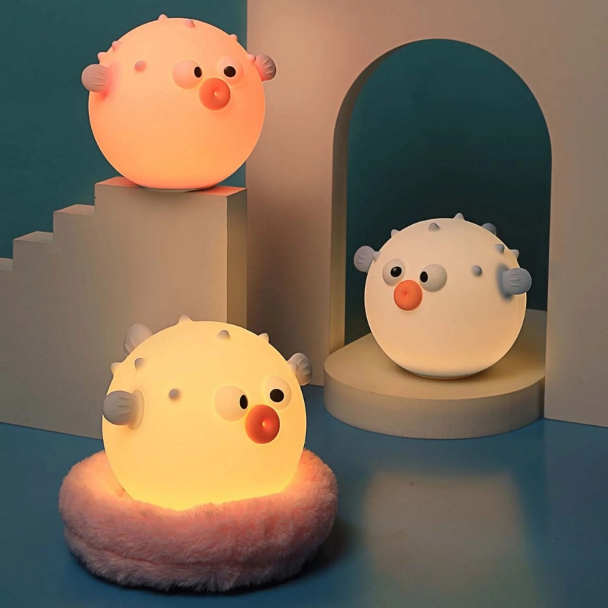 LED RGBW Lámpara táctil infantil regulable HELA LED/1W/5V USB 1200 mAh pez rosa