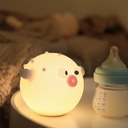 LED RGBW Lámpara táctil infantil regulable HELA LED/1W/5V USB 1200 mAh pez rosa