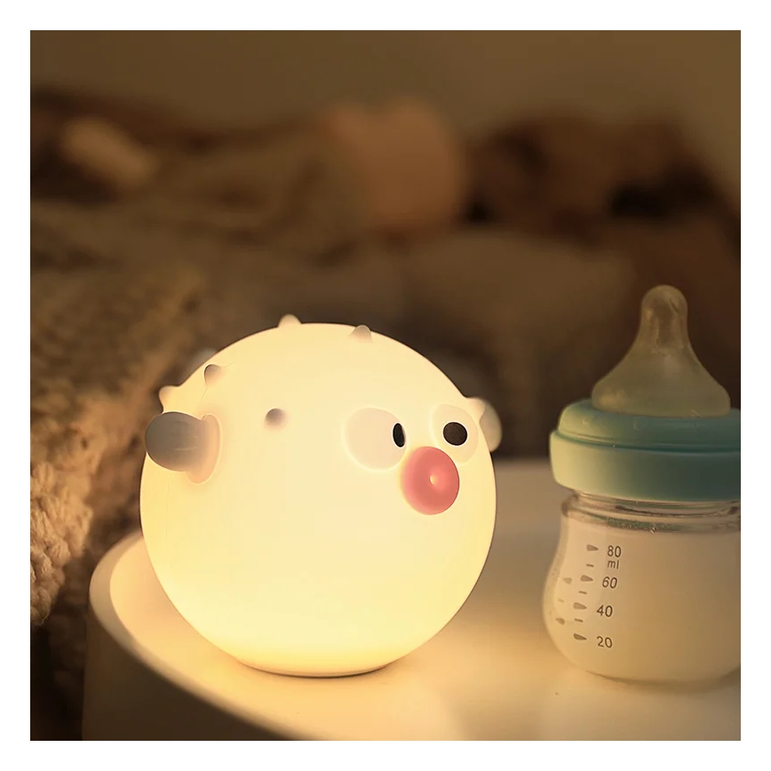 LED RGBW Lámpara táctil infantil regulable HELA LED/1W/5V USB 1200 mAh pez rosa