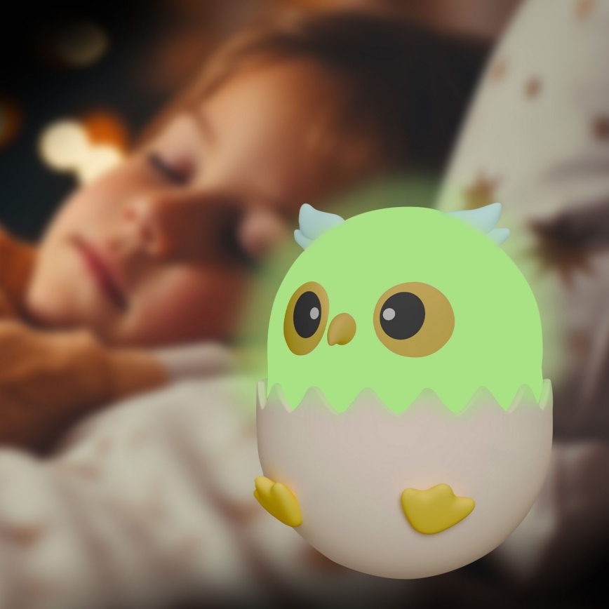 LED RGBW Lámpara táctil infantil regulable LED/1W/5V USB 1200 mAh búho azul