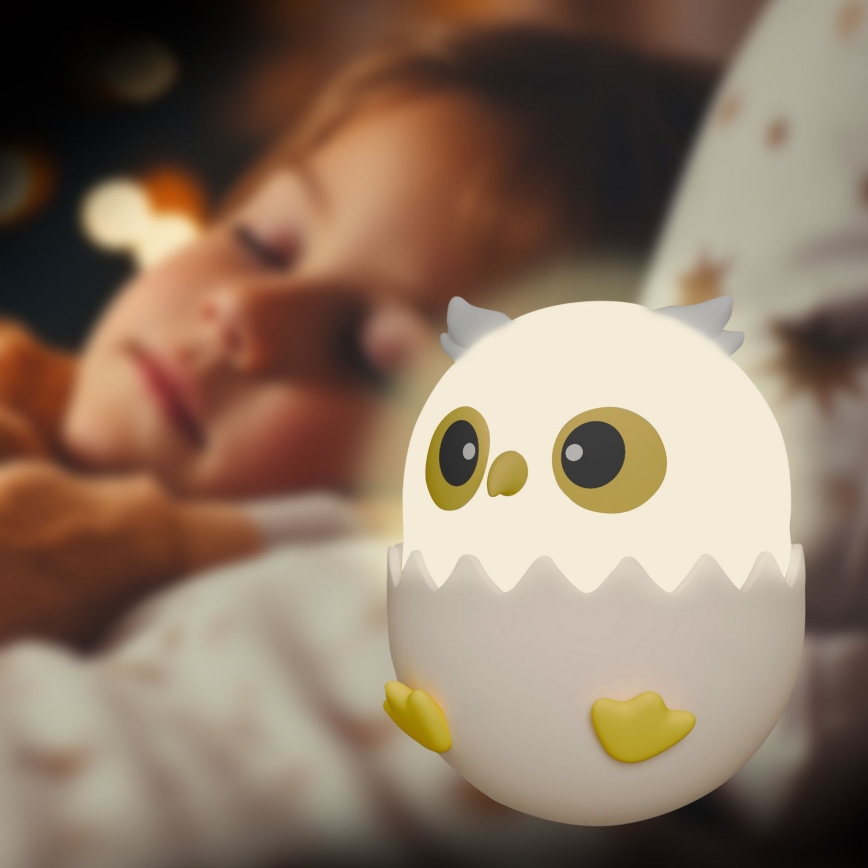 LED RGBW Lámpara táctil infantil regulable LED/1W/5V USB 1200 mAh búho rosa