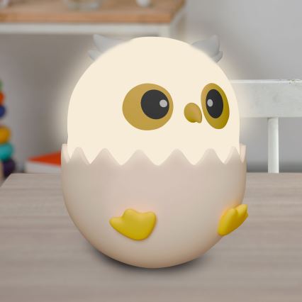 LED RGBW Lámpara táctil infantil regulable LED/1W/5V USB 1200 mAh búho rosa