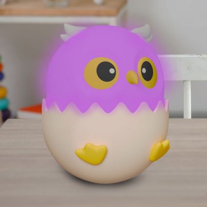 LED RGBW Lámpara táctil infantil regulable LED/1W/5V USB 1200 mAh búho rosa