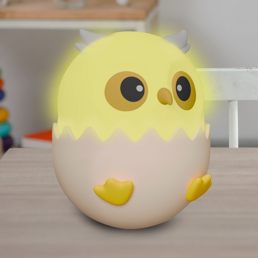 LED RGBW Lámpara táctil infantil regulable LED/1W/5V USB 1200 mAh búho rosa